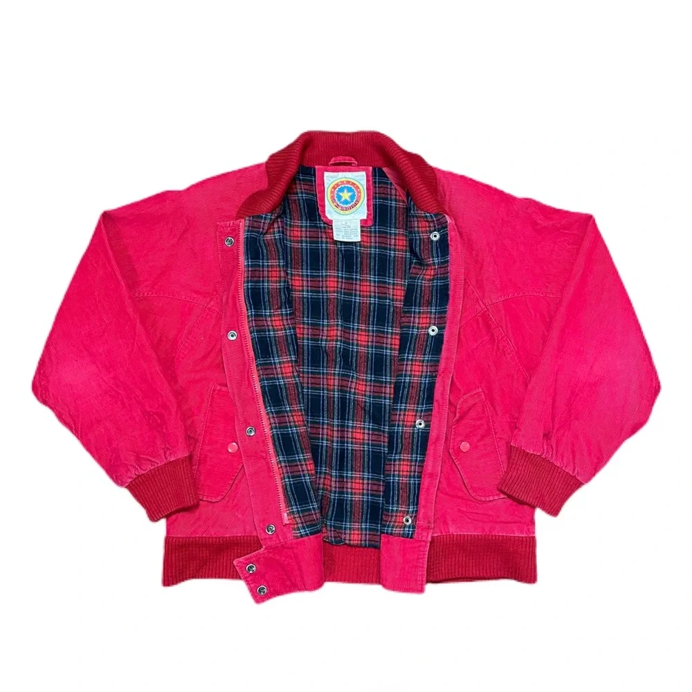 Vintage Red Corduroy Korea Bomber Jacket